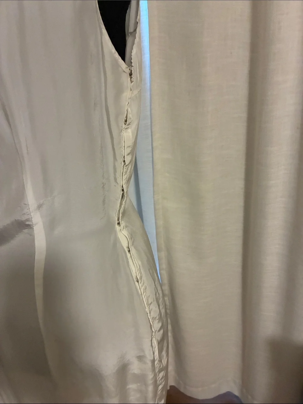 Vintage Cream Satin Chemise Slip with Lace Trim - Picture 5 of 6